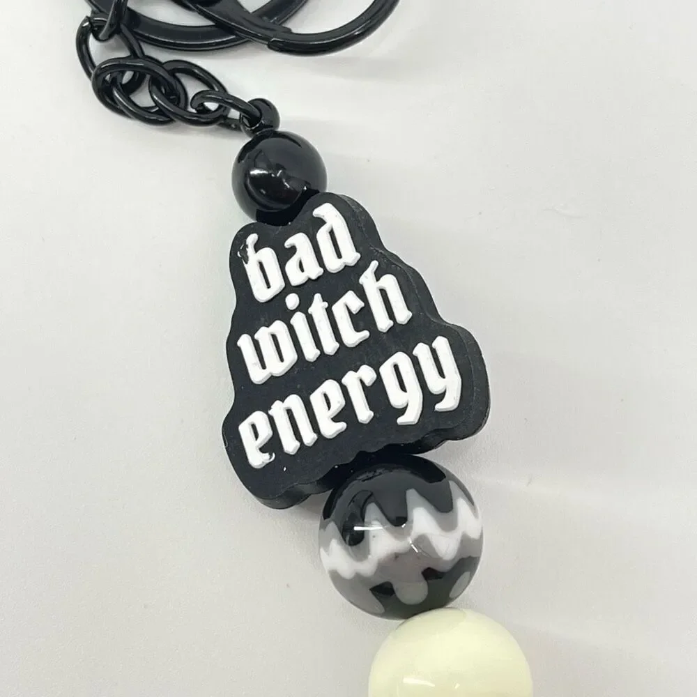 Keychain purse charm Beaded Keychain For Women, Silicone bead Bad Witch Energy